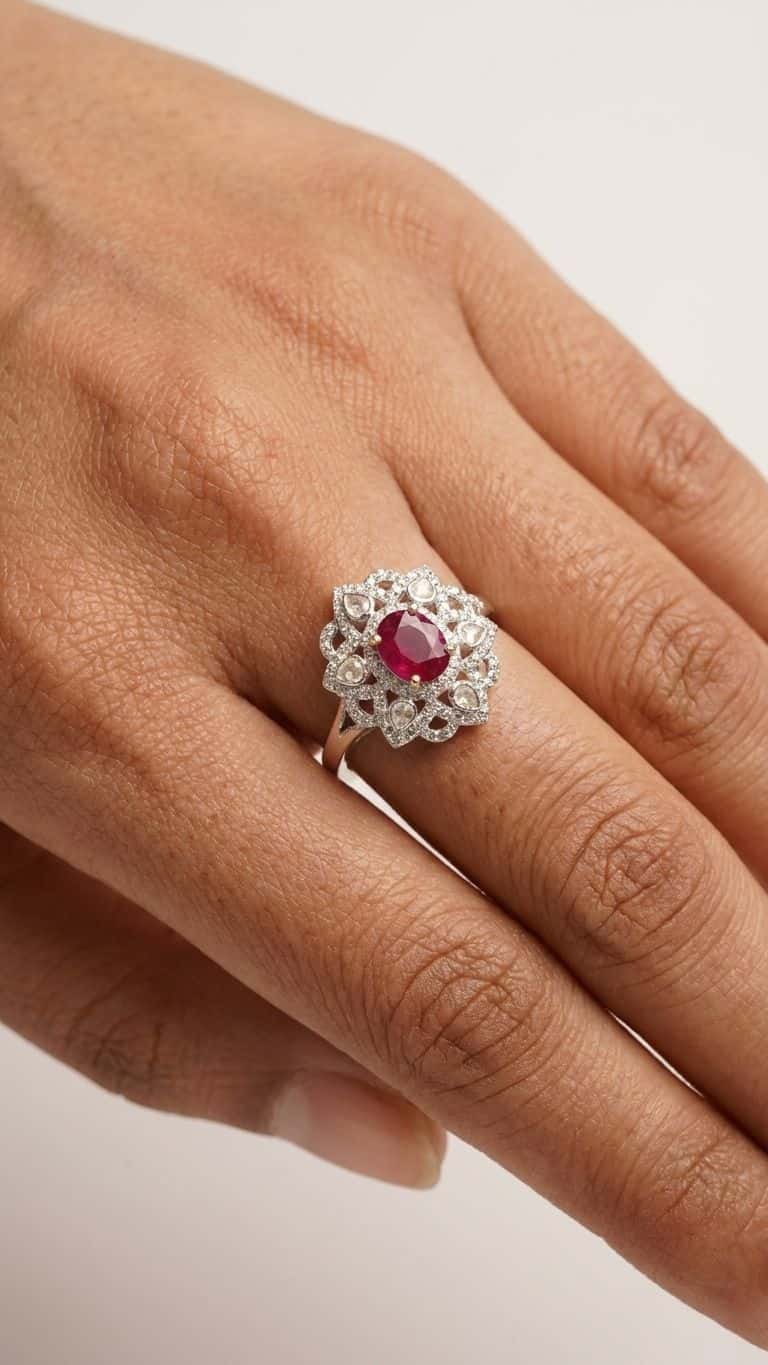 Ruby Ring in 92.5 sterling silver by Surya Jewellers Jaipur