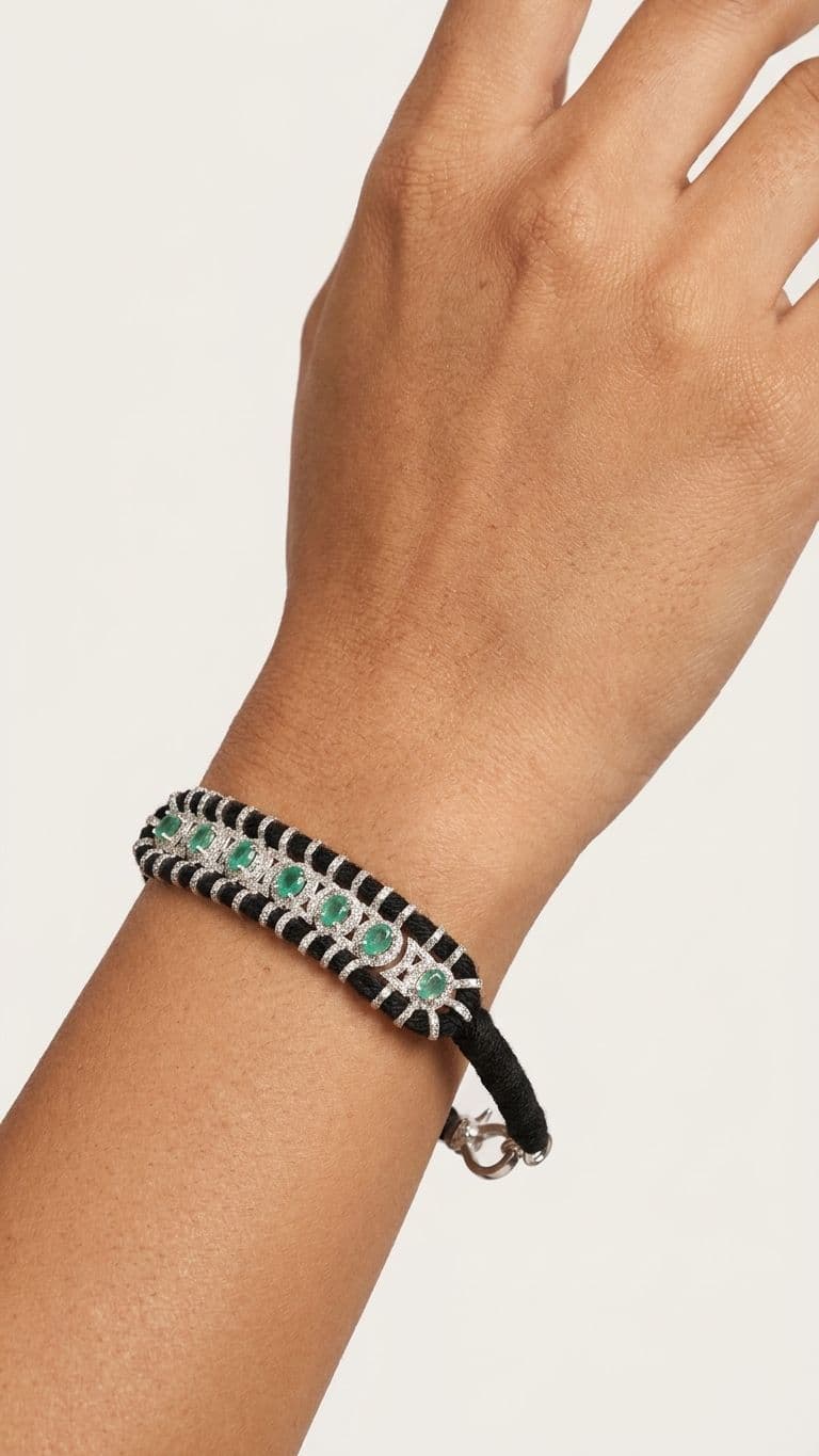 Emerald Bracelet in 92.5 sterling silver by Surya Jewellers Jaipur