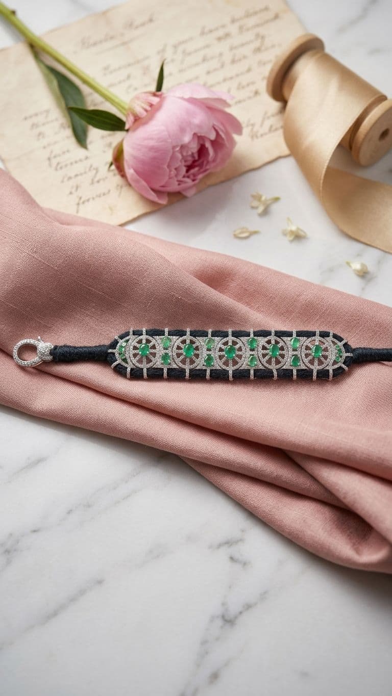 Emerald Bracelet in 92.5 sterling silver by Surya Jewellers Jaipur