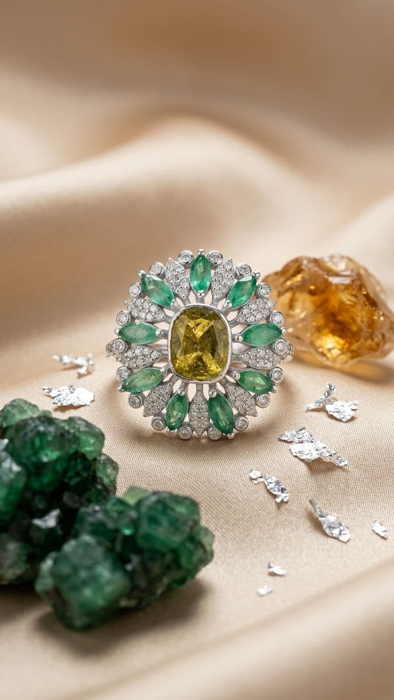 Emerald Emerald Ring — 92.5 Sterling Silver