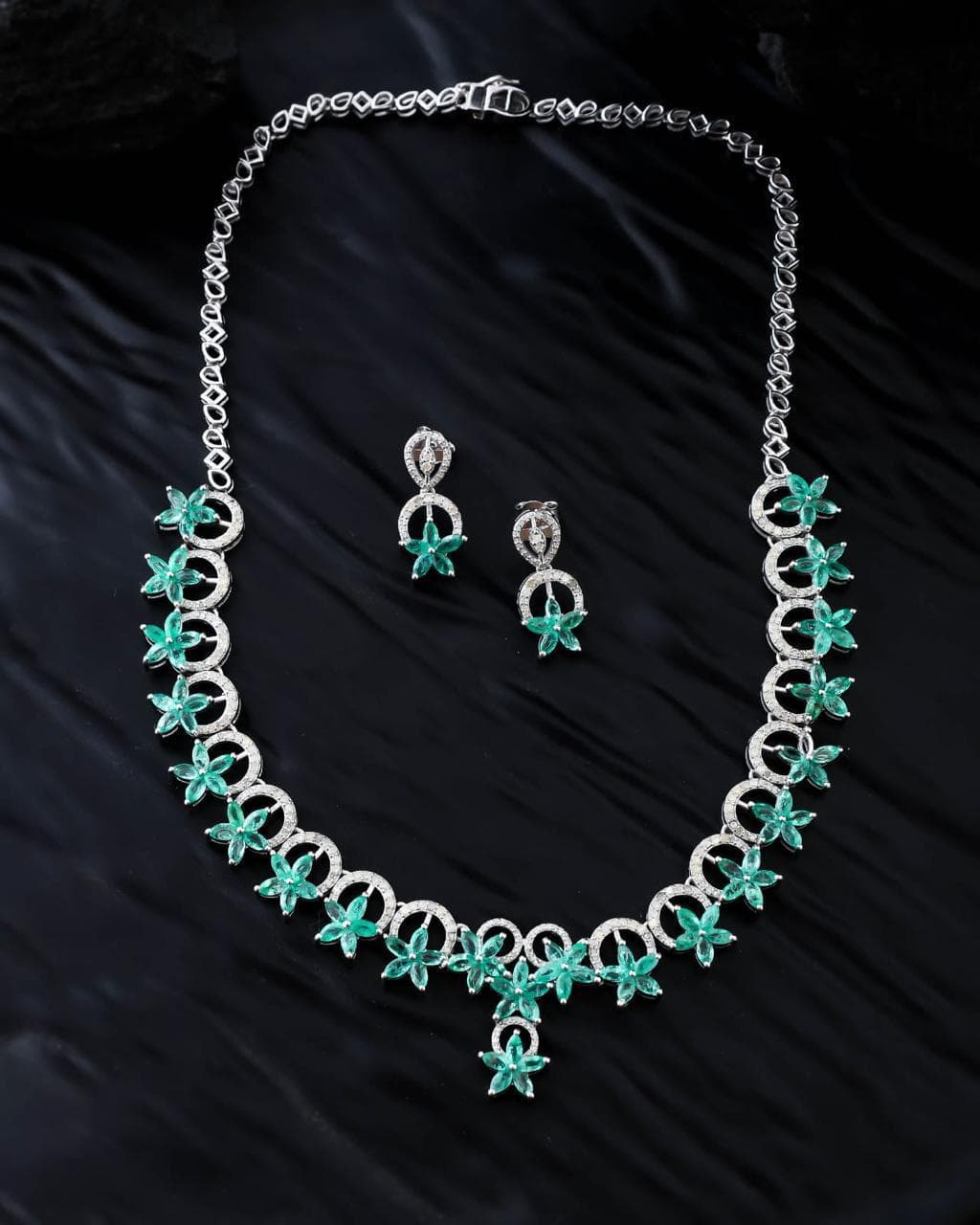 emerald necklace in 92.5 sterling silver by Surya Jewellers Jaipur