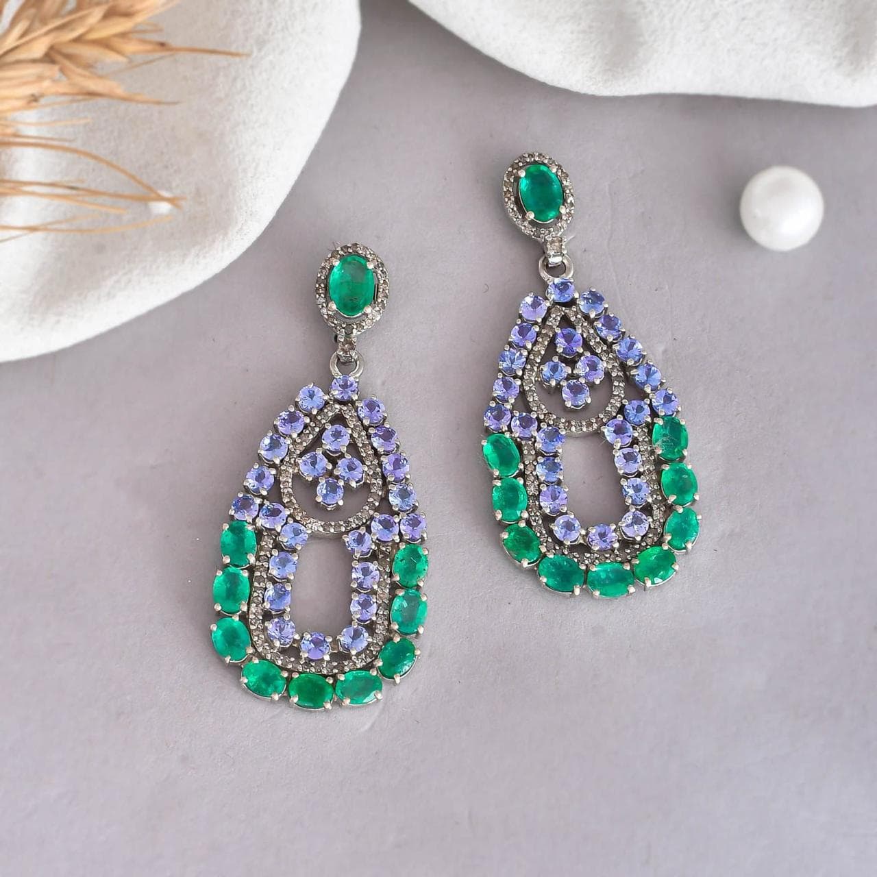 Emerald Earrings — 92.5 Sterling Silver