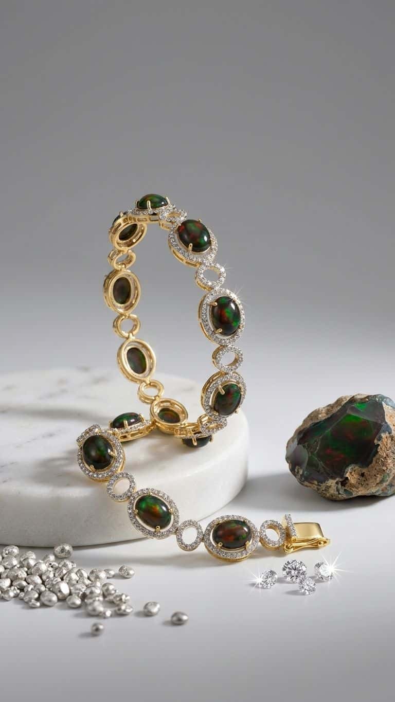 Black Opal Bracelet in 92.5 sterling silver by Surya Jewellers Jaipur