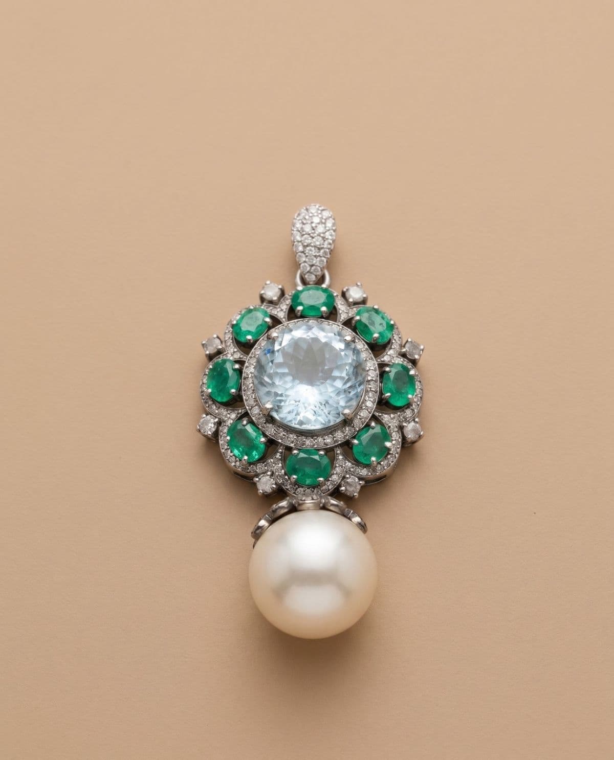 Aquamarine Emerald Pendant in 92.5 sterling silver by Surya Jewellers Jaipur