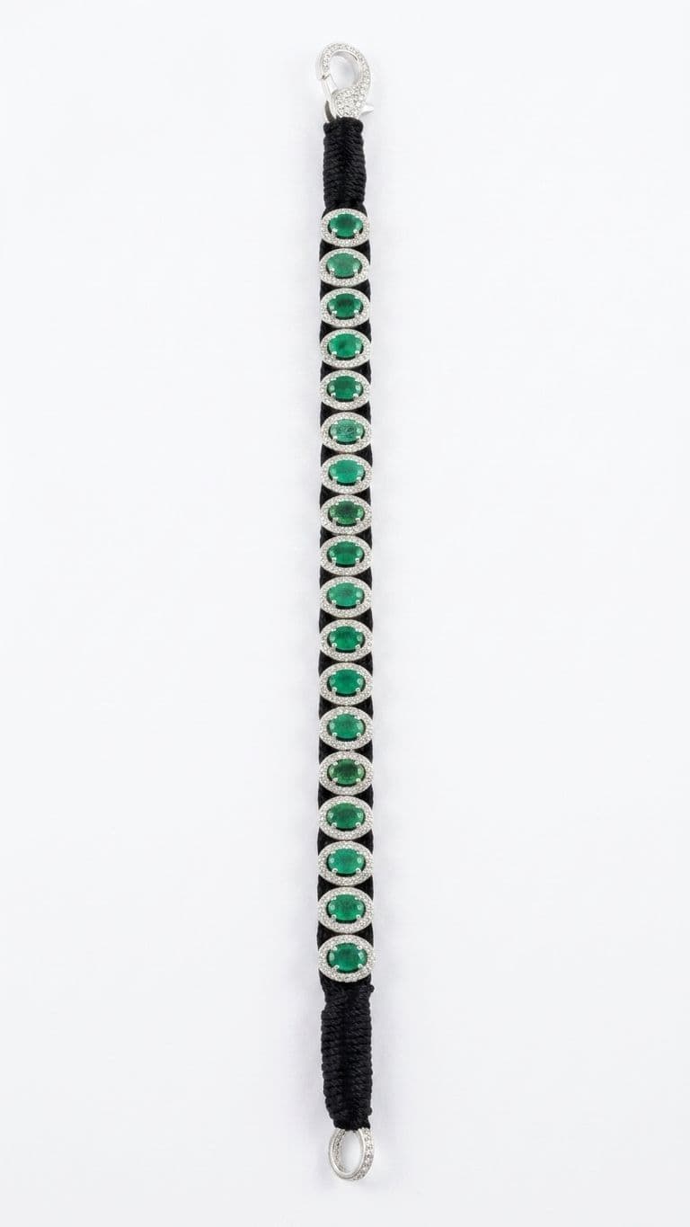Emerald Bracelet in 92.5 sterling silver by Surya Jewellers Jaipur