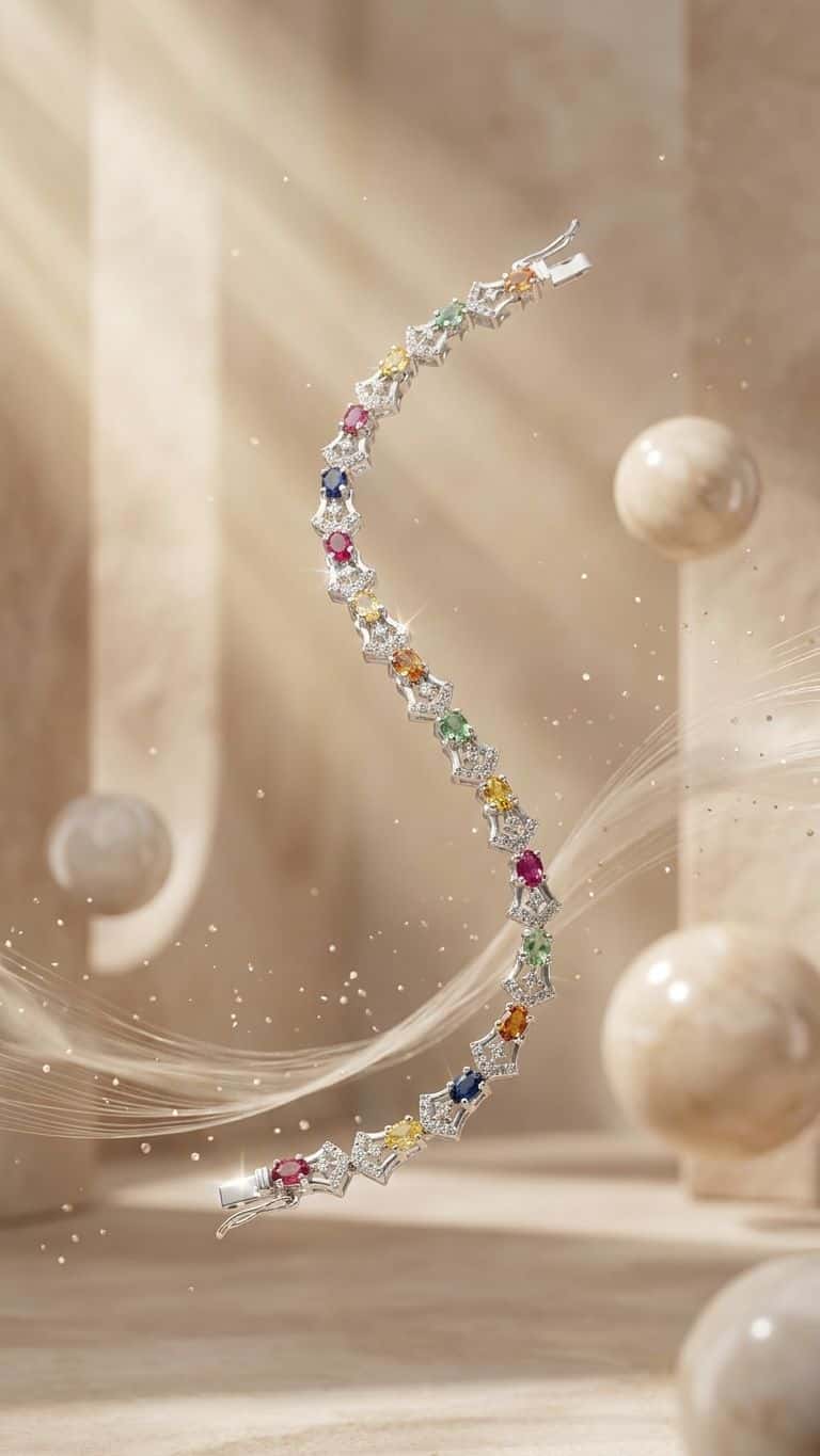Multi Sapphire Bracelet in 92.5 sterling silver by Surya Jewellers Jaipur