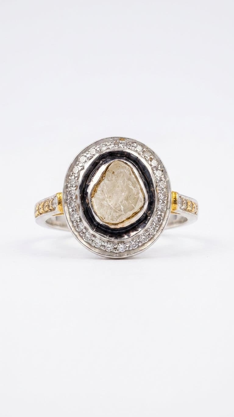 Diamond Polki Ring — 92.5 Sterling Silver