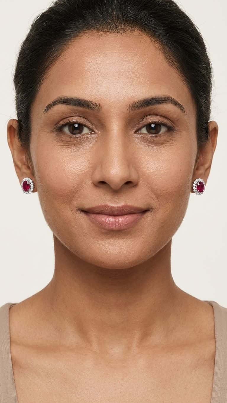 Ruby Stud in 92.5 sterling silver by Surya Jewellers Jaipur