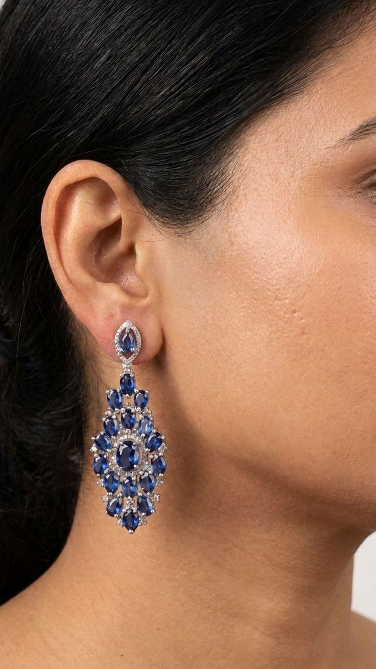 Kyanite Kyanite Earrings in 92.5 Sterling Silver — Surya Jewellers Jaipur