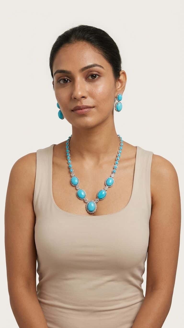 Turquoise Necklace in 92.5 sterling silver by Surya Jewellers Jaipur