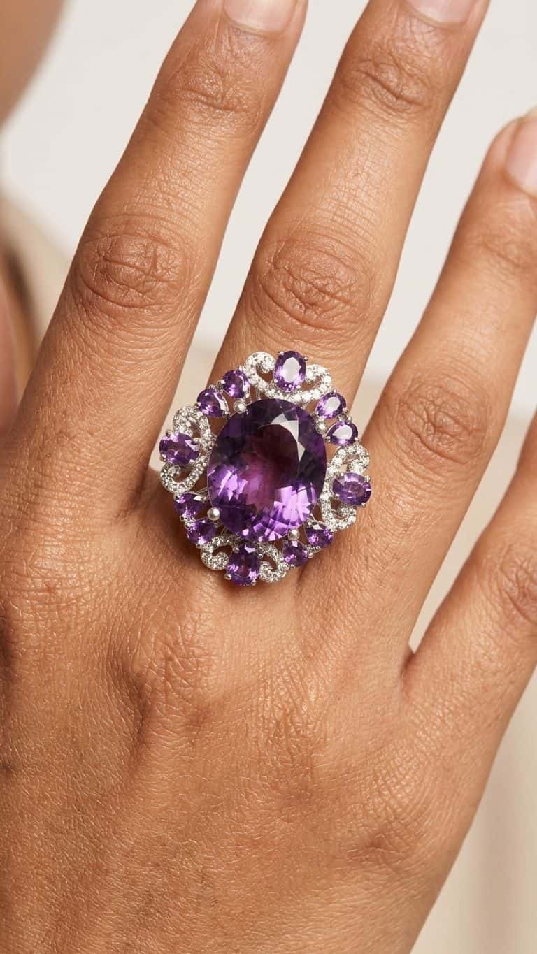 Amethyst Ring in 92.5 sterling silver by Surya Jewellers Jaipur