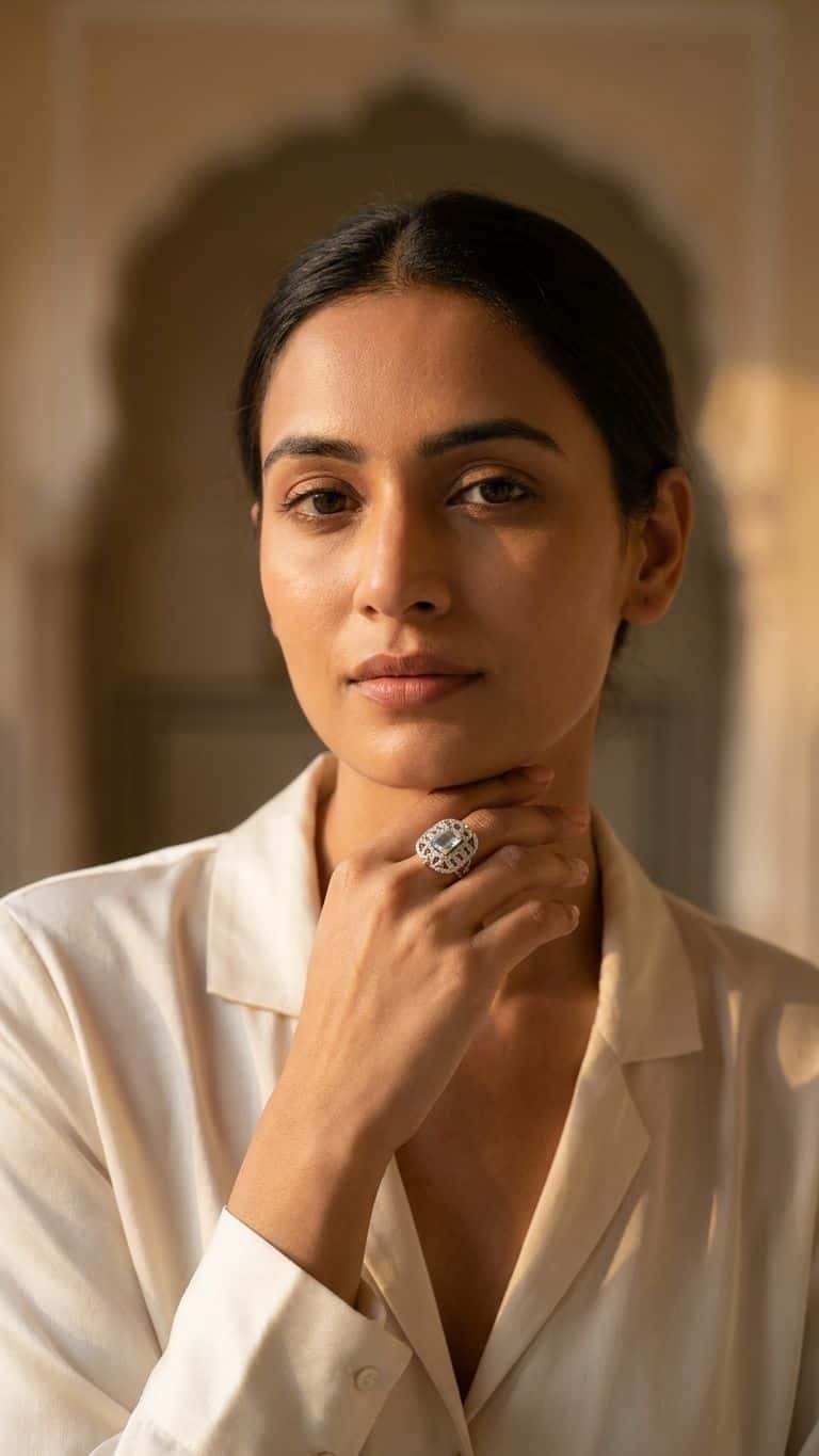 Aquamarine Ring in 92.5 sterling silver by Surya Jewellers Jaipur