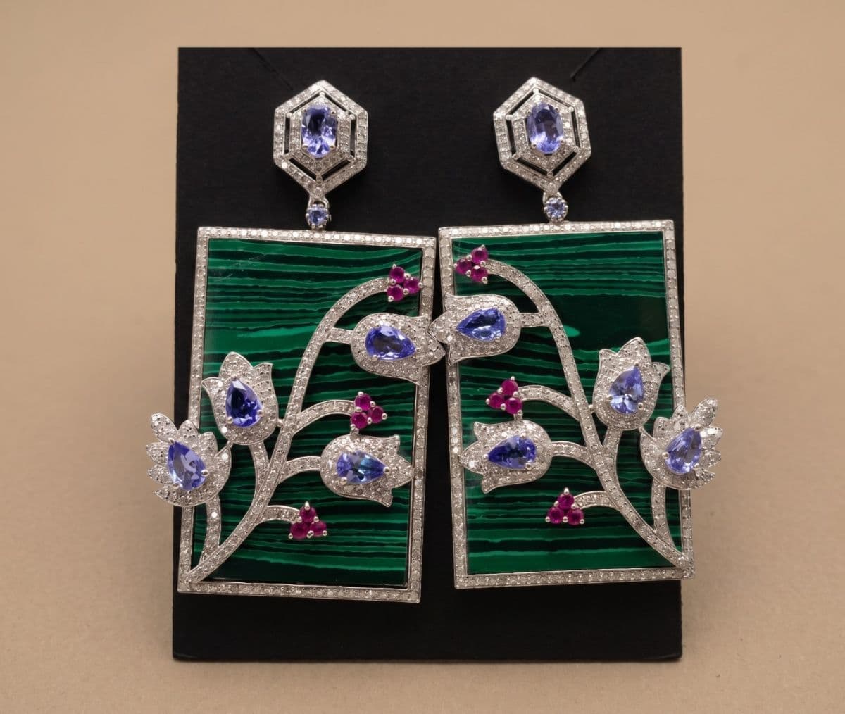 Ruby S malachite Earrings in 92.5 sterling silver by Surya Jewellers Jaipur