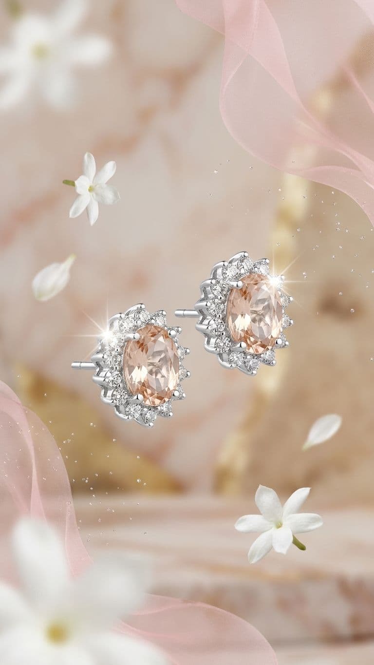 Morganite Morganite Stud — 92.5 Sterling Silver
