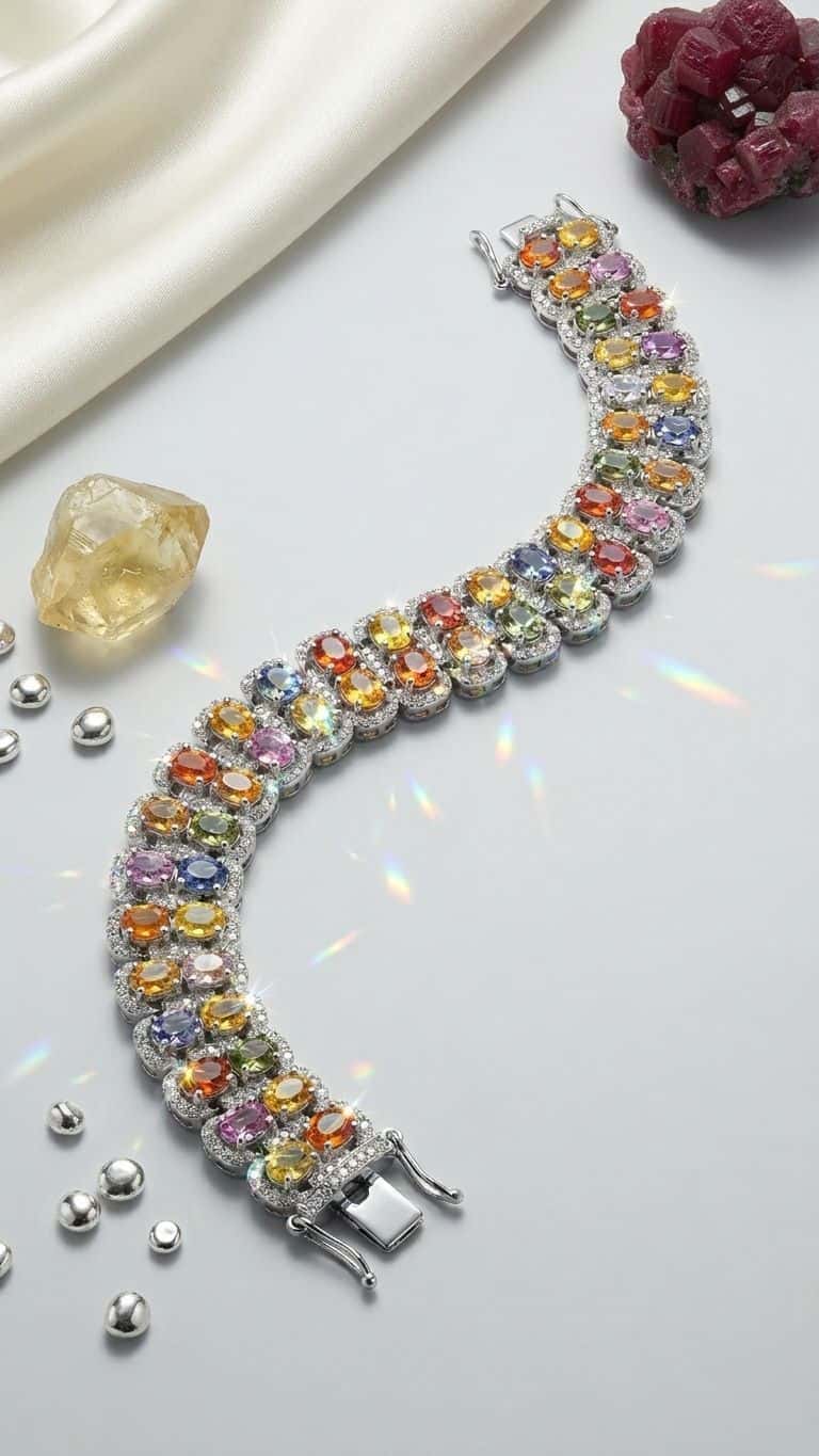 Multi Sapphire Bracelet in 92.5 sterling silver by Surya Jewellers Jaipur
