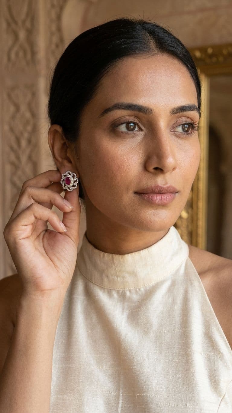 Ruby Natural ruby Stud — 92.5 Sterling Silver