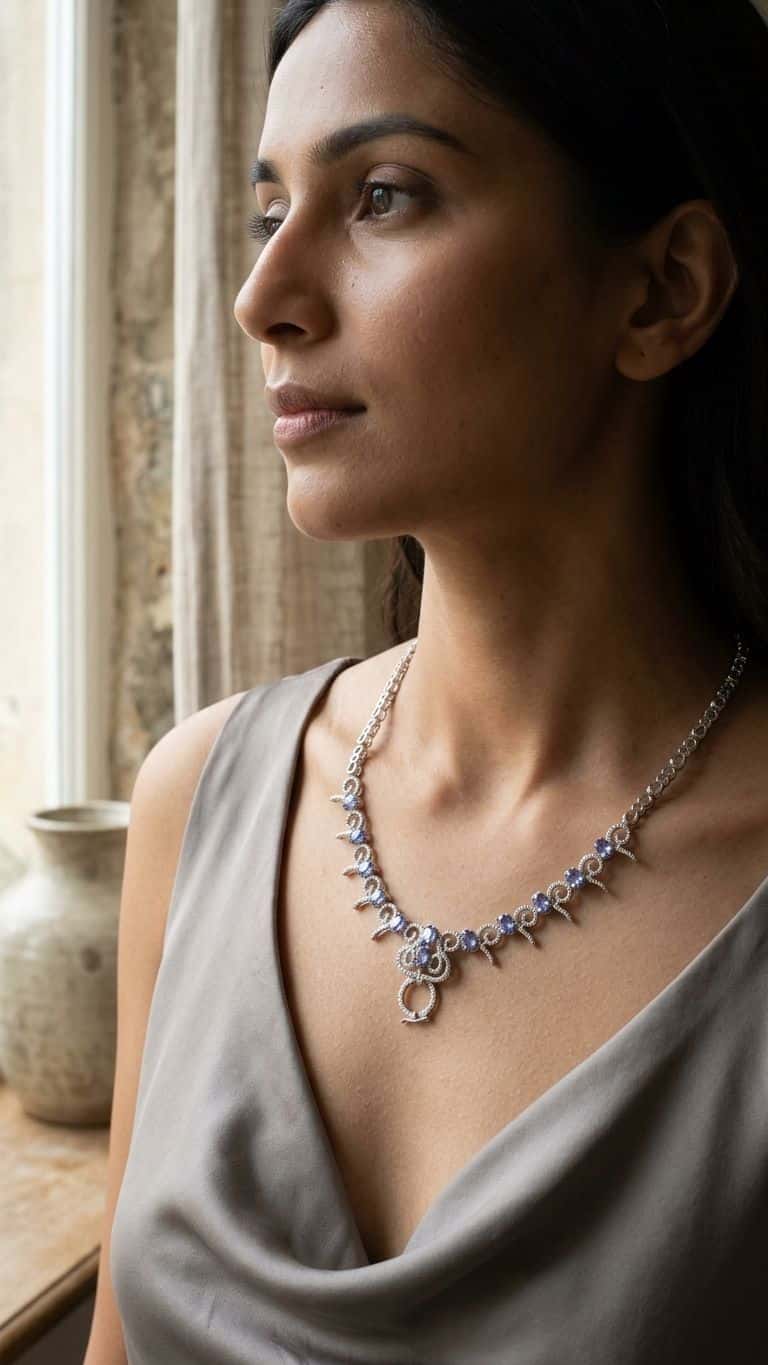 Tanzanite Necklace in 92.5 sterling silver by Surya Jewellers Jaipur