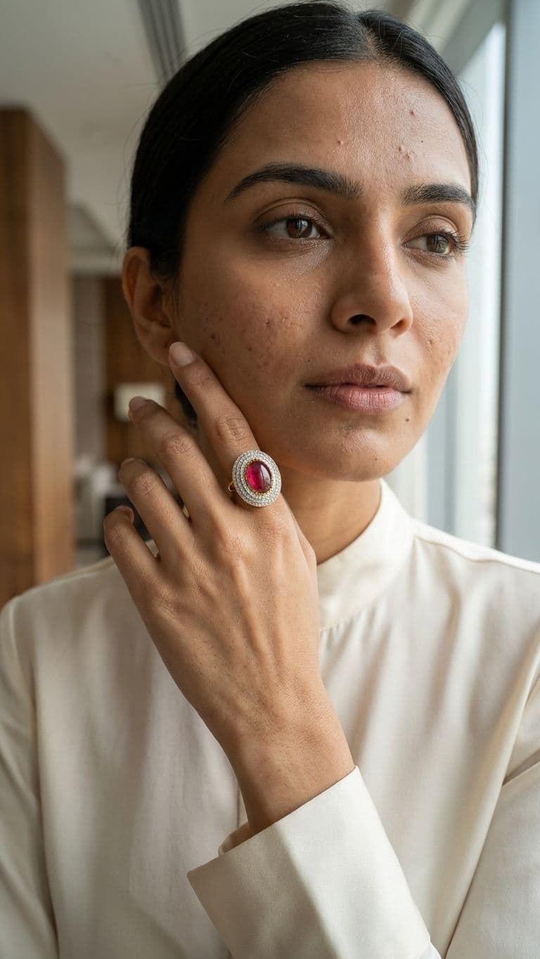 Ruby lite Ring in 92.5 sterling silver by Surya Jewellers Jaipur