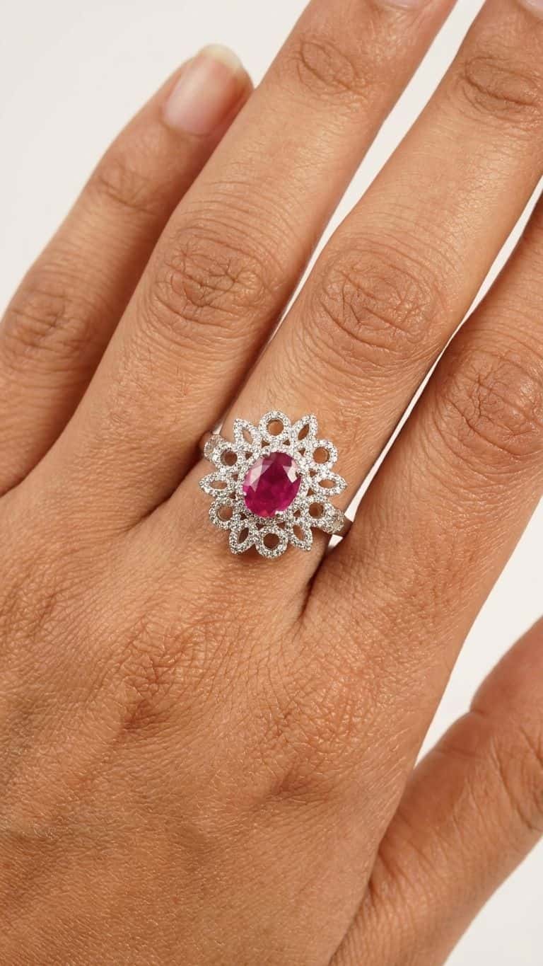 No Heat Ruby Ring in 92.5 sterling silver by Surya Jewellers Jaipur