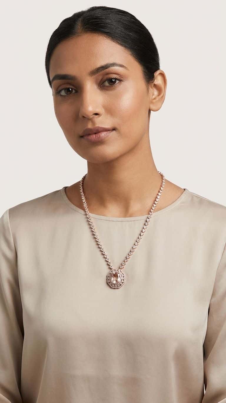 Morganite Necklace in 92.5 sterling silver by Surya Jewellers Jaipur