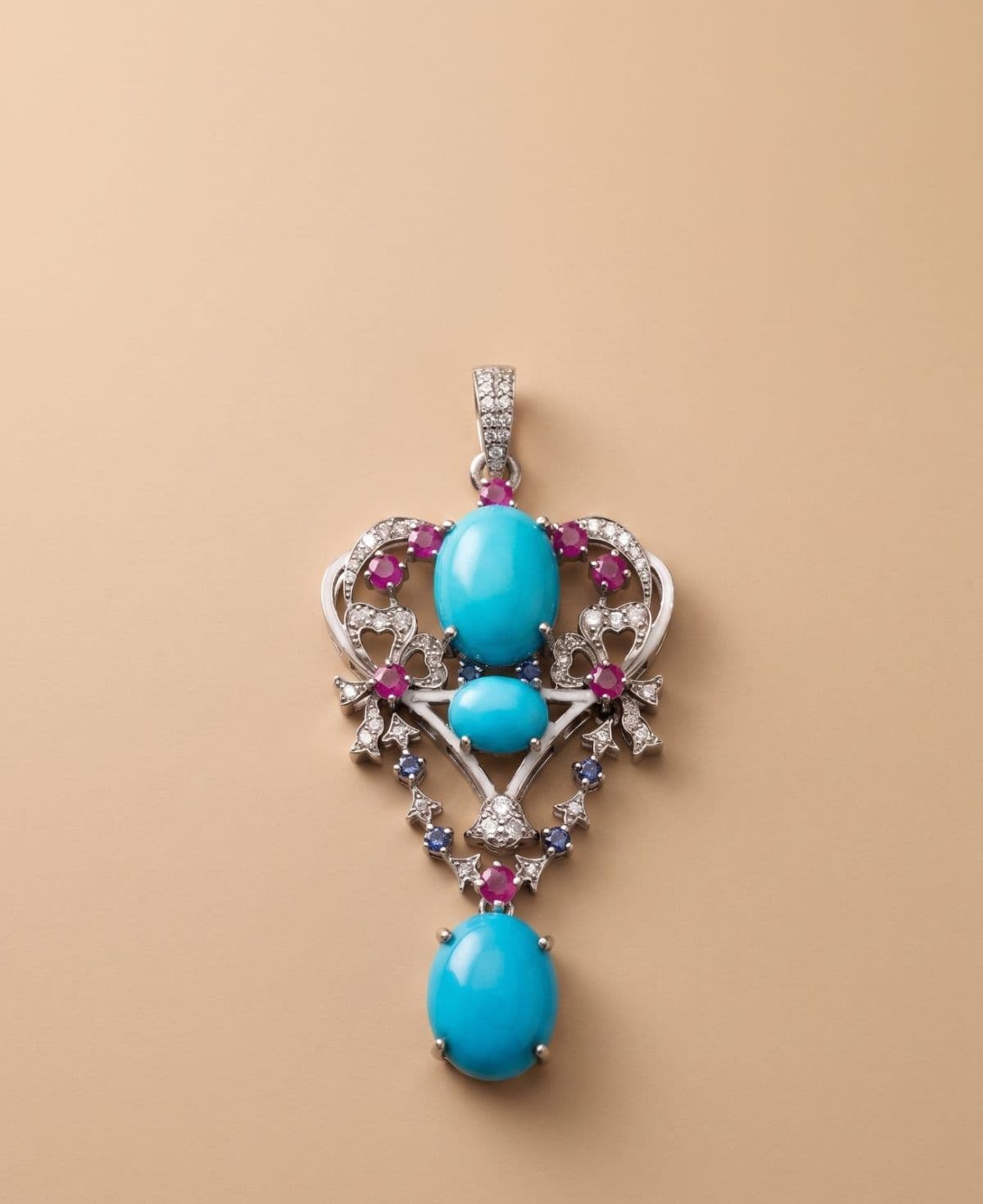 Ruby Turquoise Pendant in 92.5 sterling silver by Surya Jewellers Jaipur