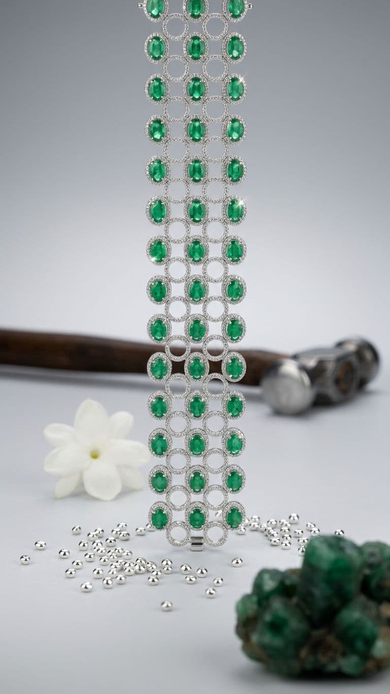 Emerald Bracelet in 92.5 sterling silver by Surya Jewellers Jaipur