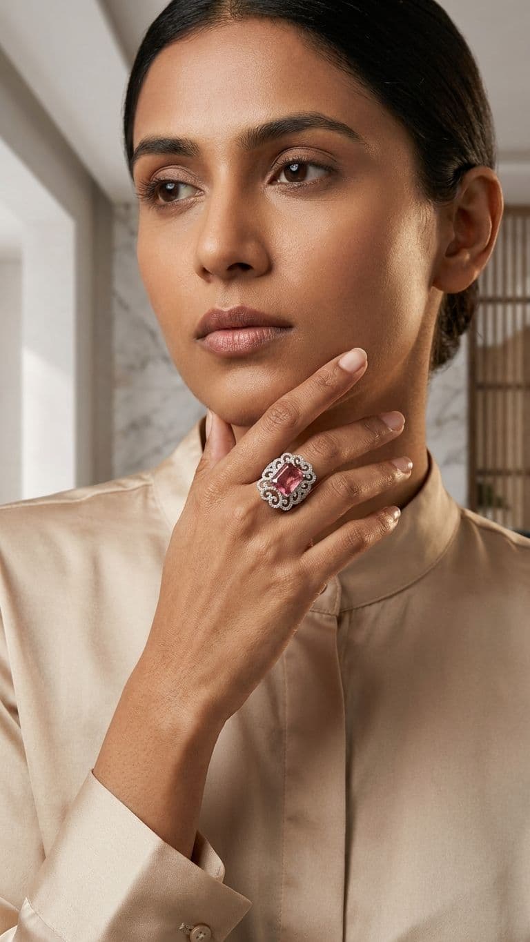 Tourmaline Ring in 92.5 sterling silver by Surya Jewellers Jaipur