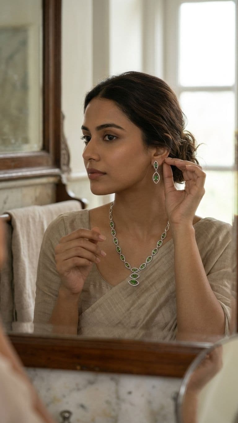 Tsavorite Necklace in 92.5 sterling silver by Surya Jewellers Jaipur